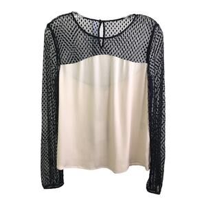 Diane VonFurstenberg Darlina Women S Blouse Rose Opal Silk Black Lace Sleeve NWT